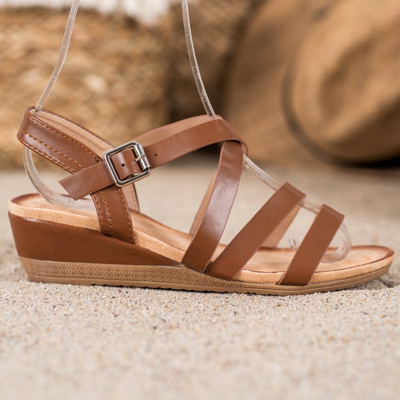 Mannika Casualowe Buty Na Koturnie brązowe 1