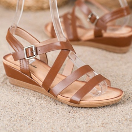 Mannika Casualowe Buty Na Koturnie brązowe 2