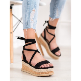 Seastar Wiązane Sandały Z Zamszu czarne 1