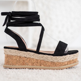 Seastar Wiązane Sandały Z Zamszu czarne 2