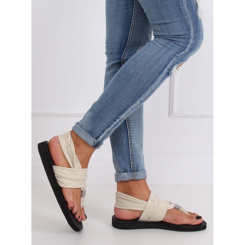 Sandałki japonki bawełniane beżowe DD82P Beige beżowy 2