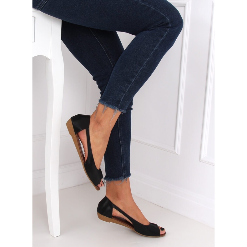 Baleriny odkryte czarne NH-23P Black 1