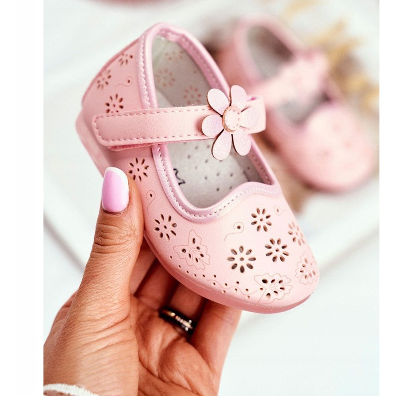 Apawwa Balerinki Dziecięce na Rzepy Kwiatuszek Różowe Flored 1