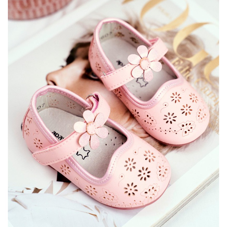 Apawwa Balerinki Dziecięce na Rzepy Kwiatuszek Różowe Flored 2