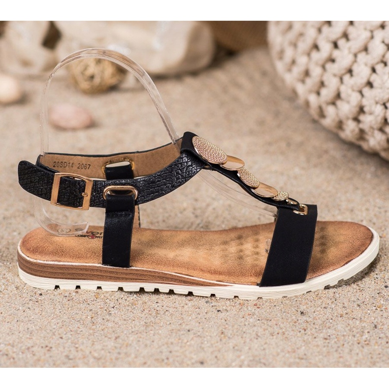 Evento Czarne Sandałki Z Ozdobami 2