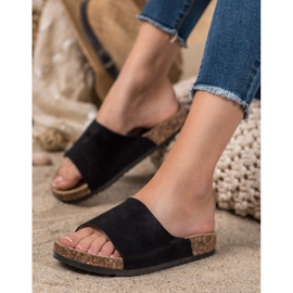 SHELOVET Czarne Klapki Na Platformie 1