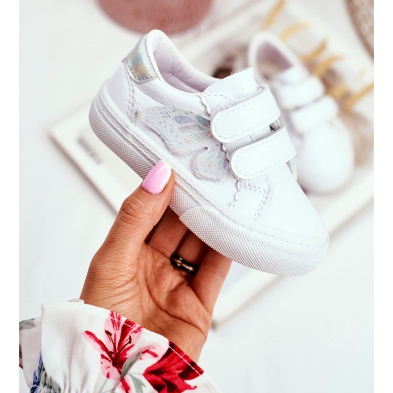 Apawwa Tenisówki Dziecięce na Rzepy Motylek Białe Dusmo 1