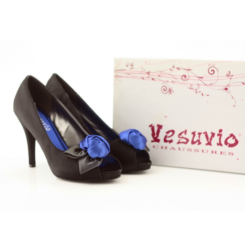 Czółenka damskie McArthur 11bk czarne niebieskie 5