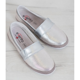 Evento Wygodne Srebrne Slipony szare 1