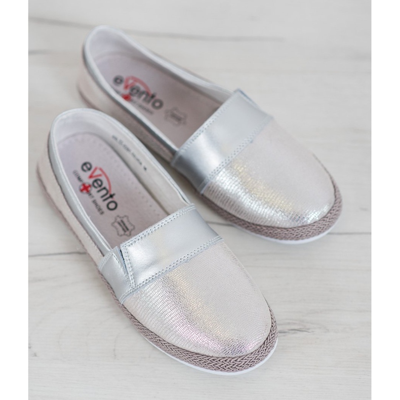 Evento Wygodne Srebrne Slipony szare 1