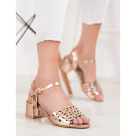 Kylie Sandałki Z Eko Skóry Na Słupku żółte 1