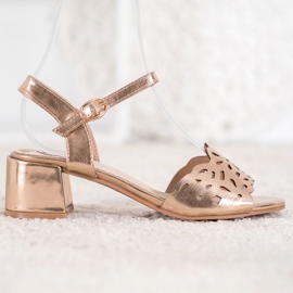 Kylie Sandałki Z Eko Skóry Na Słupku żółte 2