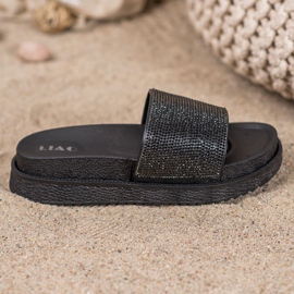 SHELOVET Klapki Na Wysokiej Platformie czarne 2