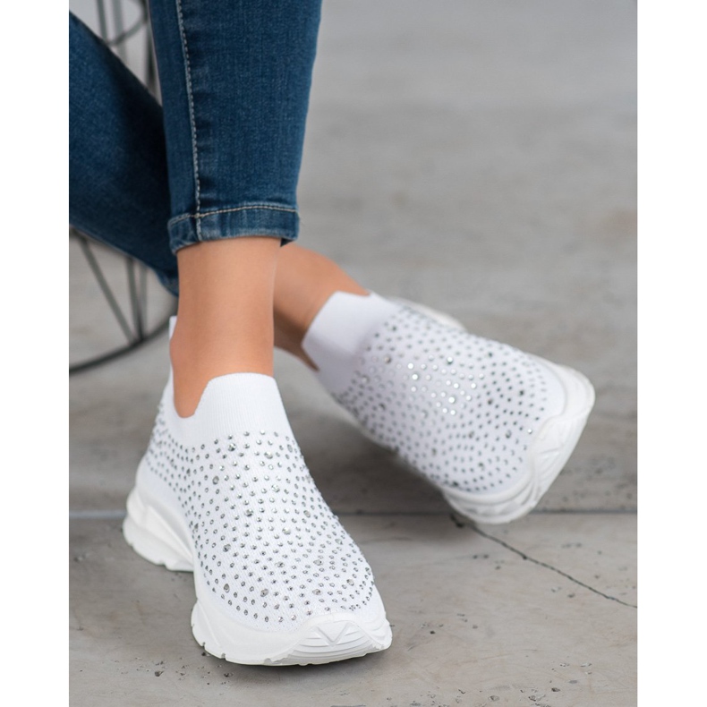 Renda Białe Sneakersy Z Kryształkami 1