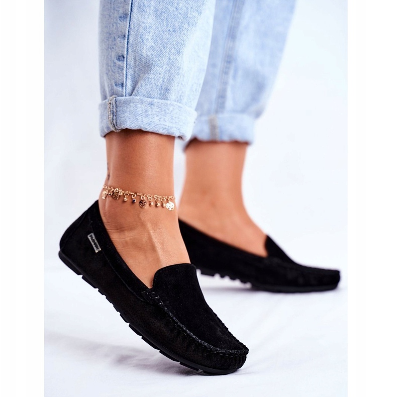 Vinceza Mokasyny Damskie Skóra Zamsz Czarne Papito 1