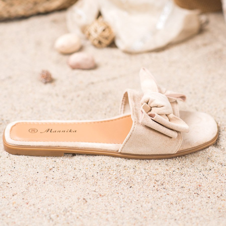 Mannika Klapki Z Kokardą brązowe 1