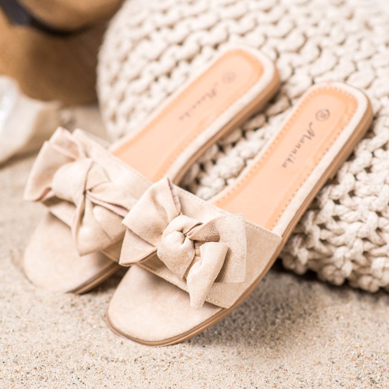 Mannika Klapki Z Kokardą brązowe 2