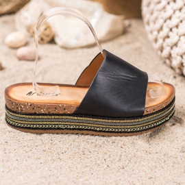 SHELOVET Czarne Klapki Na Platformie 2