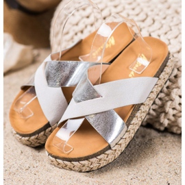 SHELOVET Klapki Na Platformie szare 1