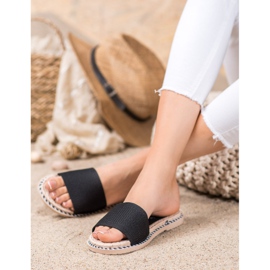 Renda Tekstylne Czarne Klapki 2