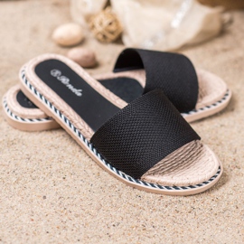 Renda Tekstylne Czarne Klapki 1