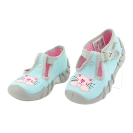 Befado obuwie dziecięce 110P375 niebieskie różowe szare 3