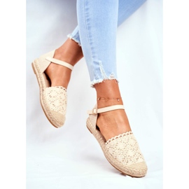 Espadryle Damskie Na Platformie Lniane Beżowe Vienna beżowy 3