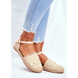 Espadryle Damskie Na Platformie Lniane Beżowe Vienna beżowy 1