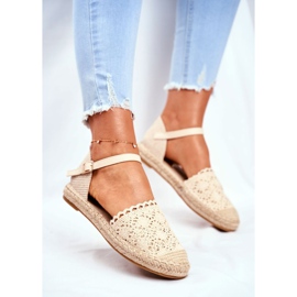 Espadryle Damskie Na Platformie Lniane Beżowe Vienna beżowy 4