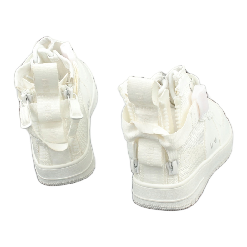 Big Star wysokie Eko-skórzane trampki sznurówka białe 3