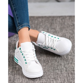 SHELOVET Sneakersy Na Platformie białe zielone 1