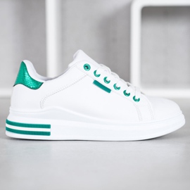 SHELOVET Sneakersy Na Platformie białe zielone 2