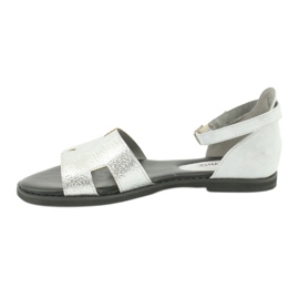 M.Daszyński Srebrne Sandały z Piętą Daszyński MR1848-17 czarne szare 1