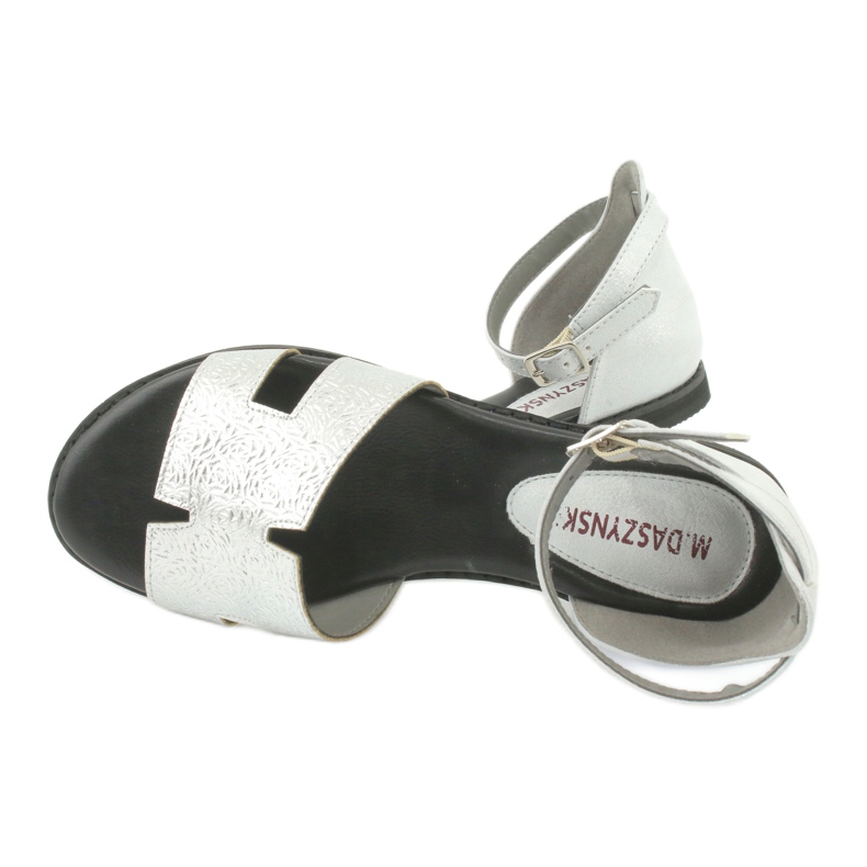 M.Daszyński Srebrne Sandały z Piętą Daszyński MR1848-17 czarne szare 4