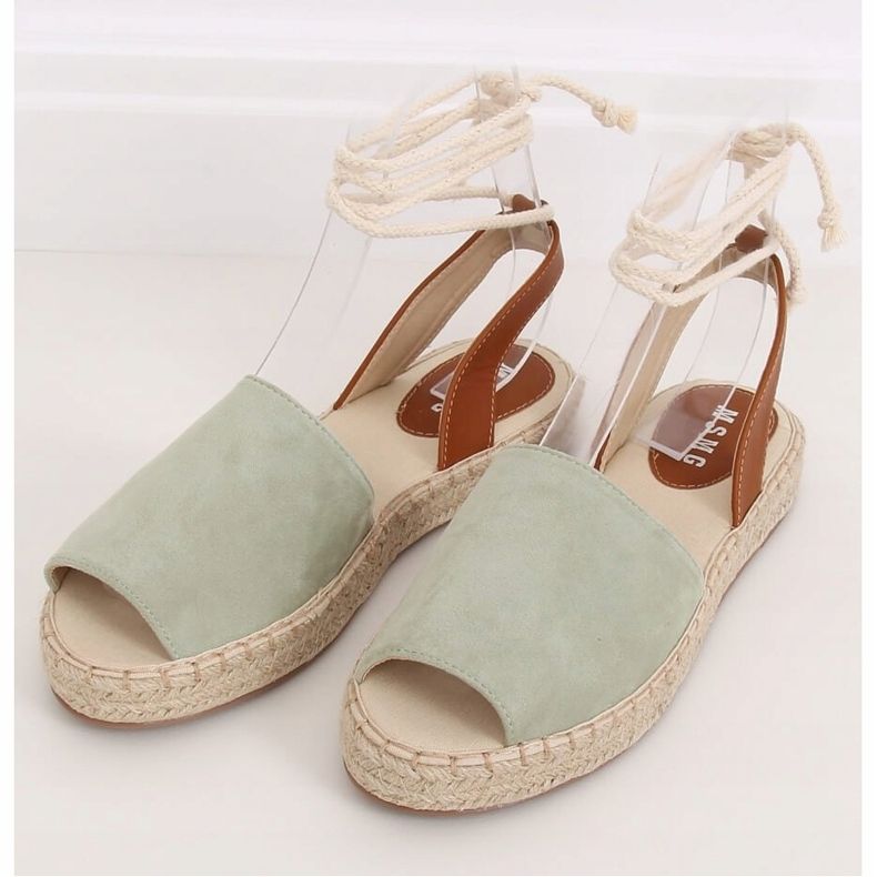 Espadryle damskie seledynowe LL908 Green zielone 2