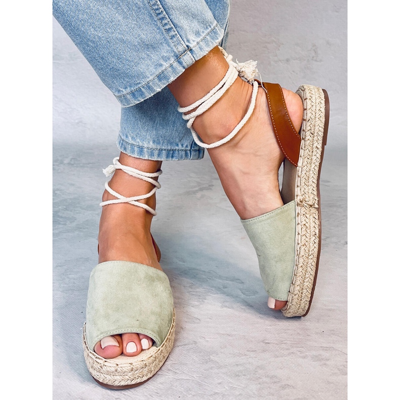 Espadryle damskie seledynowe LL908 Green zielone 1