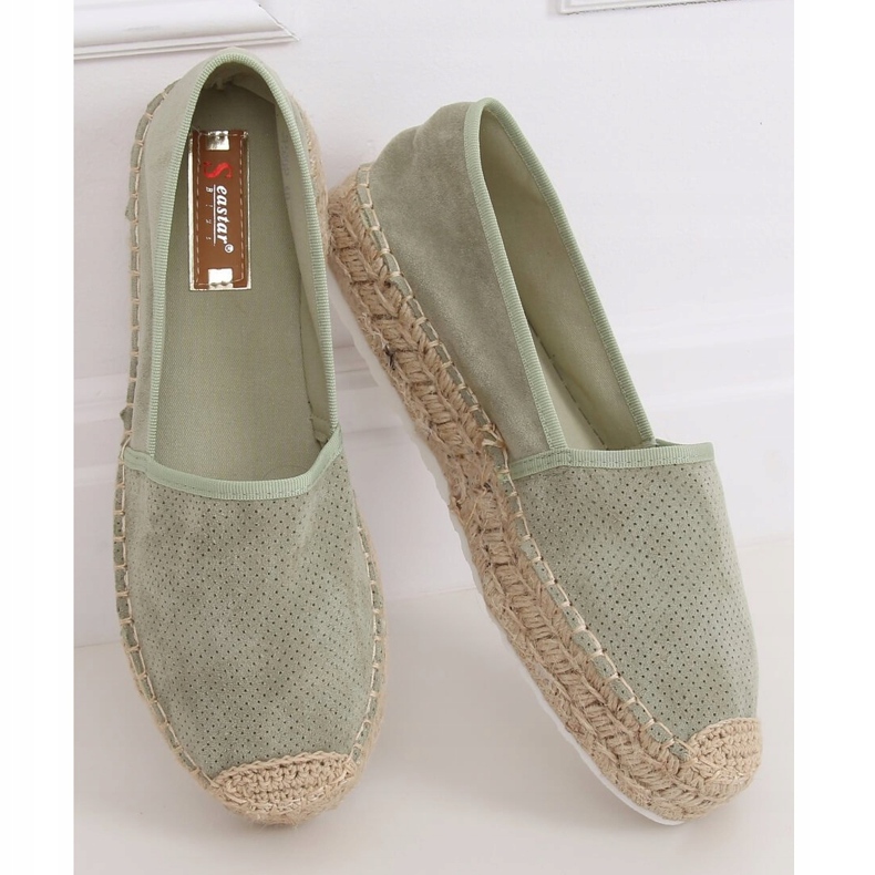 Espadryle damskie seledynowe JH90P Green zielone 1