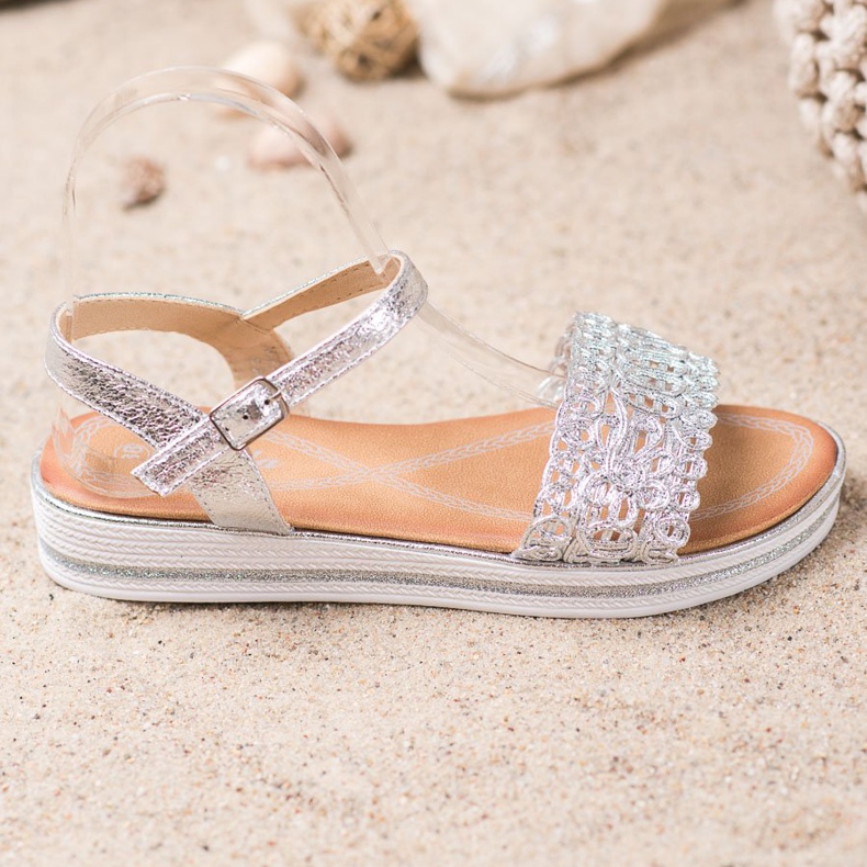 Renda Sandały Na Platformie szare 1