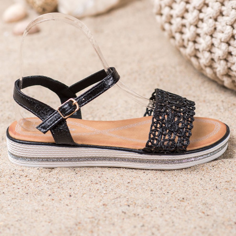 Renda Sandały Na Platformie czarne 2