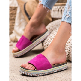 Renda Klapki Na Platformie fioletowe 1