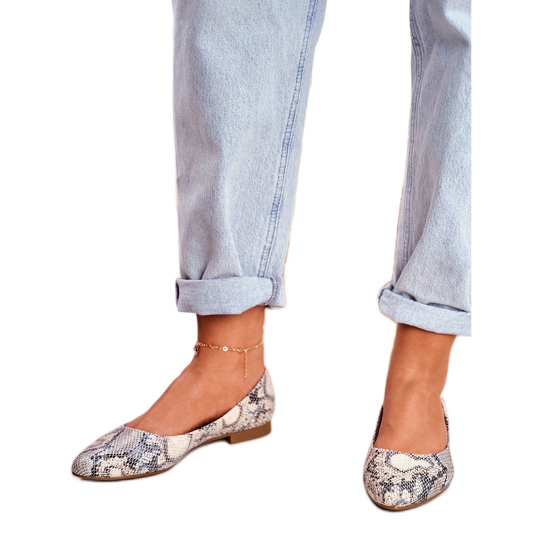 Balerinki wzór zwierzęcy Sergio Leone BL611 brązowe szare 2