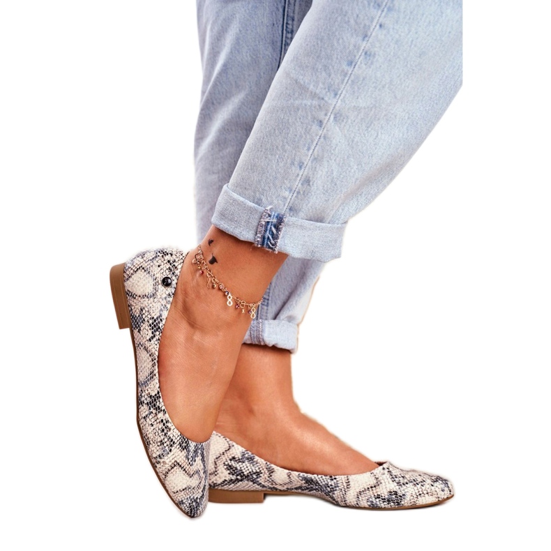 Balerinki wzór zwierzęcy Sergio Leone BL611 brązowe szare 1