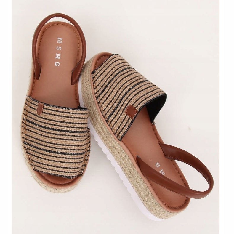 Sandałki espadryle czarne WH935 Black beżowy brązowe 1