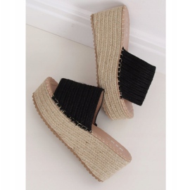 Klapki na koturnie espadryle czarne LL909 Black 1
