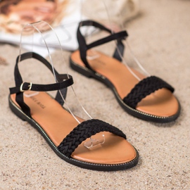 Laura Mode Casualowe Czarne Sandałki 2