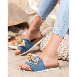 SHELOVET Modne Klapki niebieskie 2