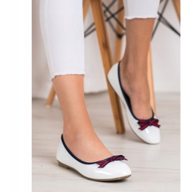 SHELOVET Baleriny Z Kokardą białe 2