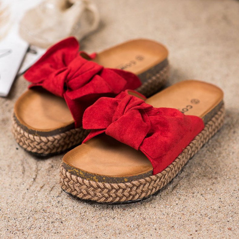 Comer Klapki Na Wysokiej Platformie czerwone 1