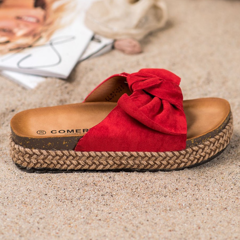 Comer Klapki Na Wysokiej Platformie czerwone 2