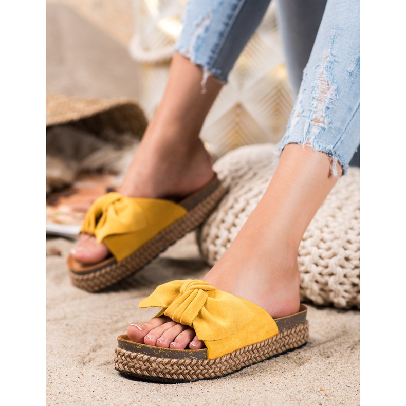 Comer Klapki Na Wysokiej Platformie żółte 1